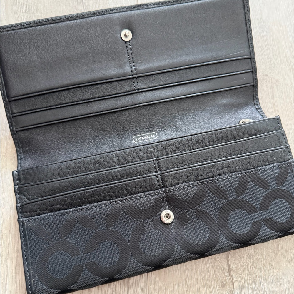Coach Black Wallet with Silver Detail - Picture 2 of 3